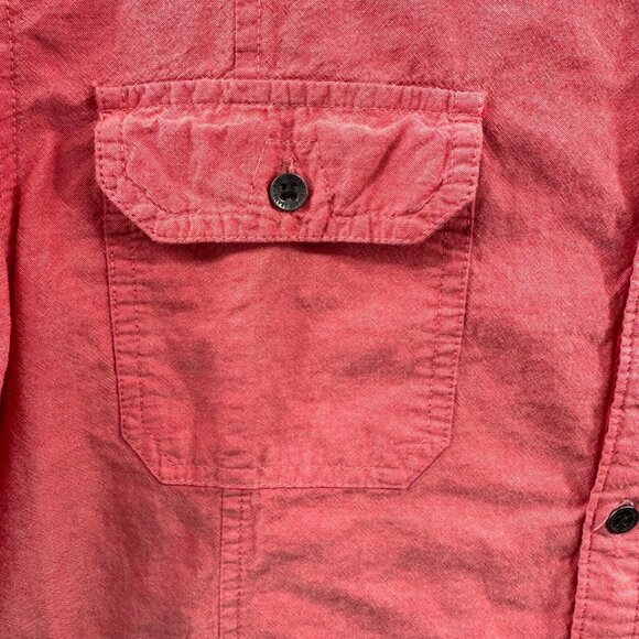 Guess Mens Shirt Extra Large Brick Red 100% Cotton Button‎ Front Long Sleeve - Picture 3 of 14